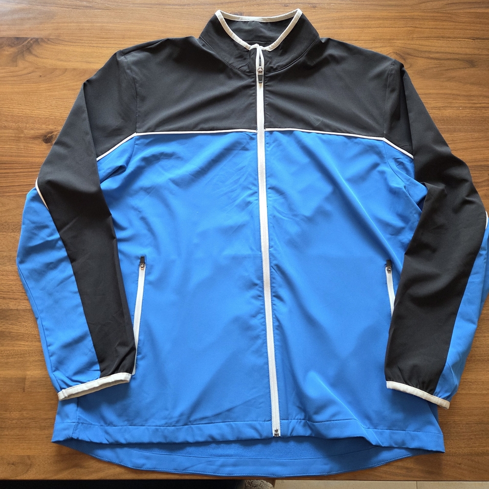 Callaway Hydrofuge Men’s Full Zip Golf Jacket Blue Black Colorblock, Size Large